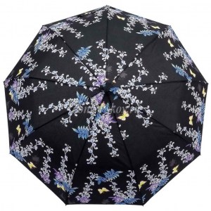 Черный зонт с цветами Umbrellas полуавтомат арт.688